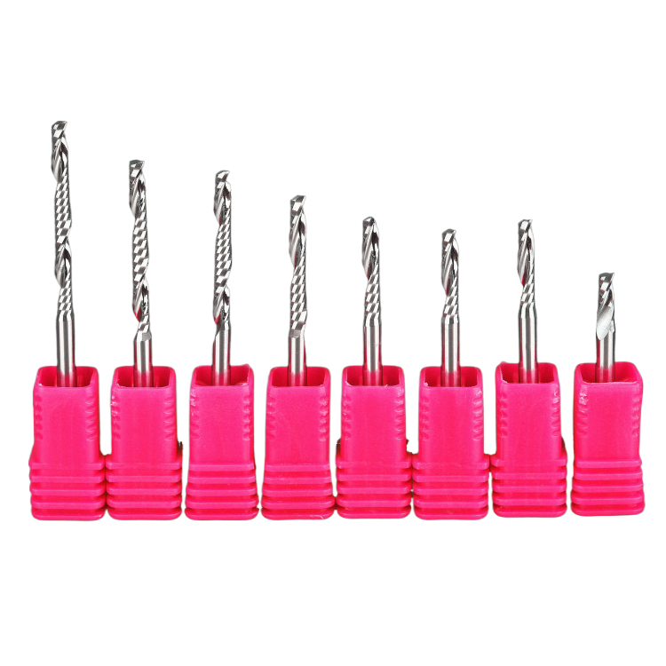 Colorful carbide one flute spiral router bit cnc single flute end mill for aluminum acrylic wood cutter 3mm 4mm 6mm 10mm